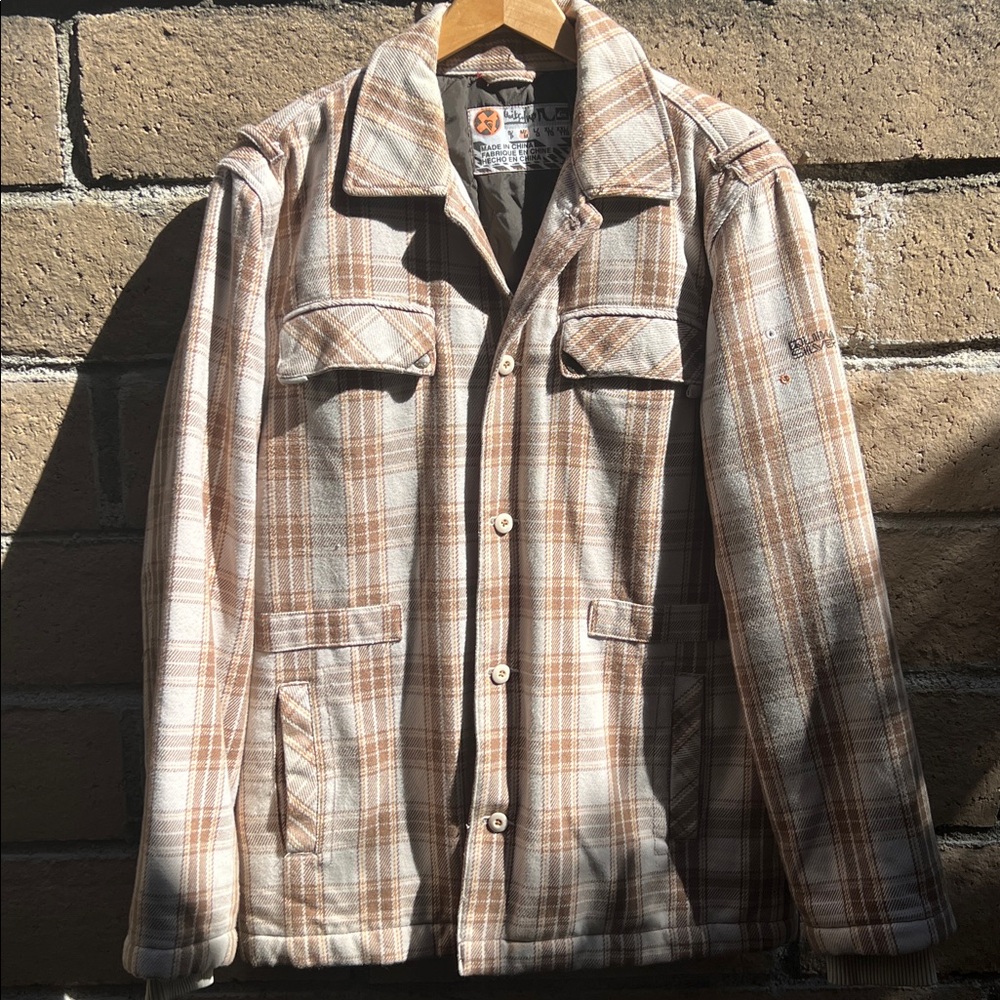 Quiksilver Men's Plaid Ski Jacket in Beige and Brown